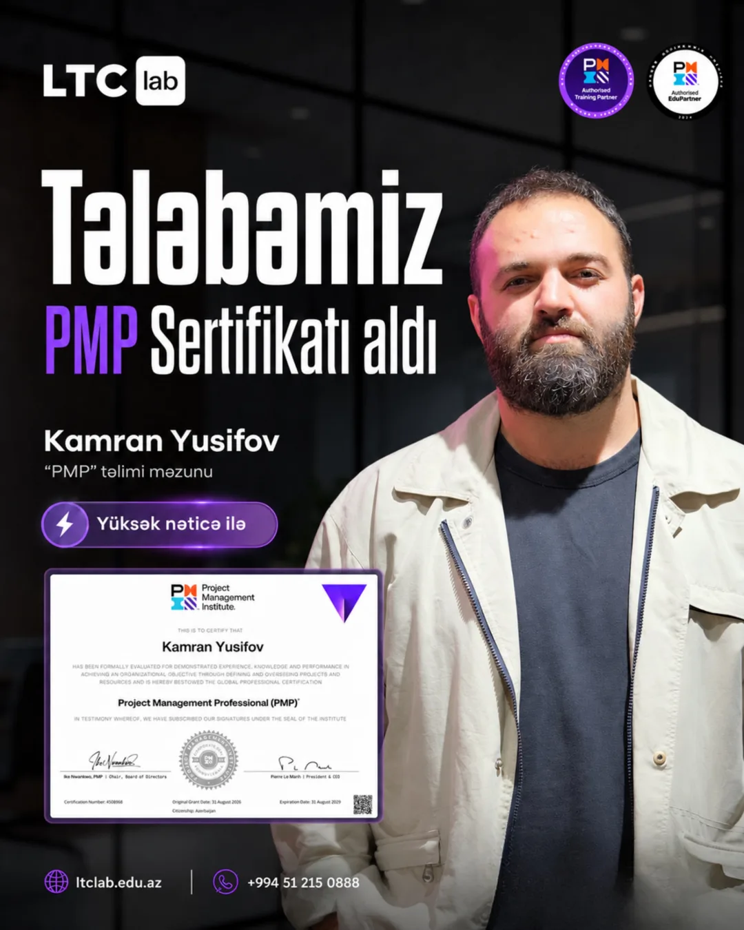 LTC Lab PMP məzunu 2, PMP sertifikatı