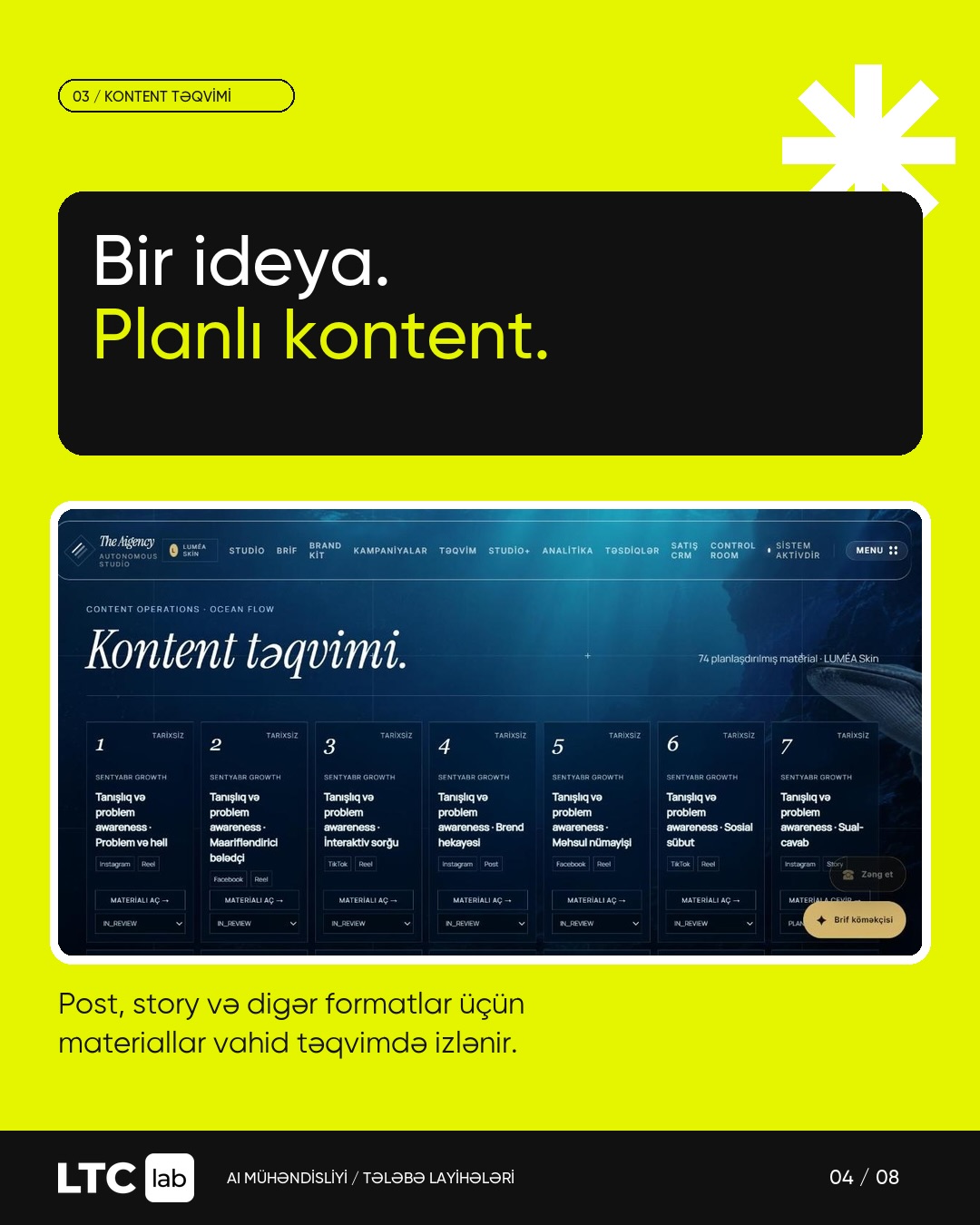 The Aigency: post və story materiallarının vahid kontent təqvimində planlanması