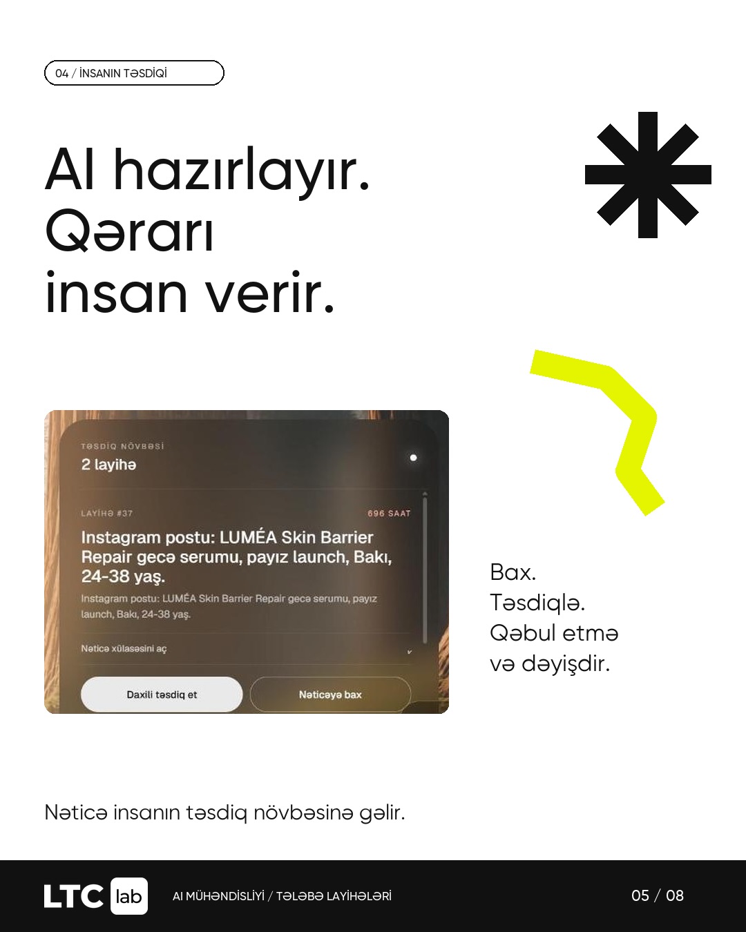 The Aigency: AI nəticəsinə baxış, təsdiq və dəyişiklik qərarının insana verilməsi