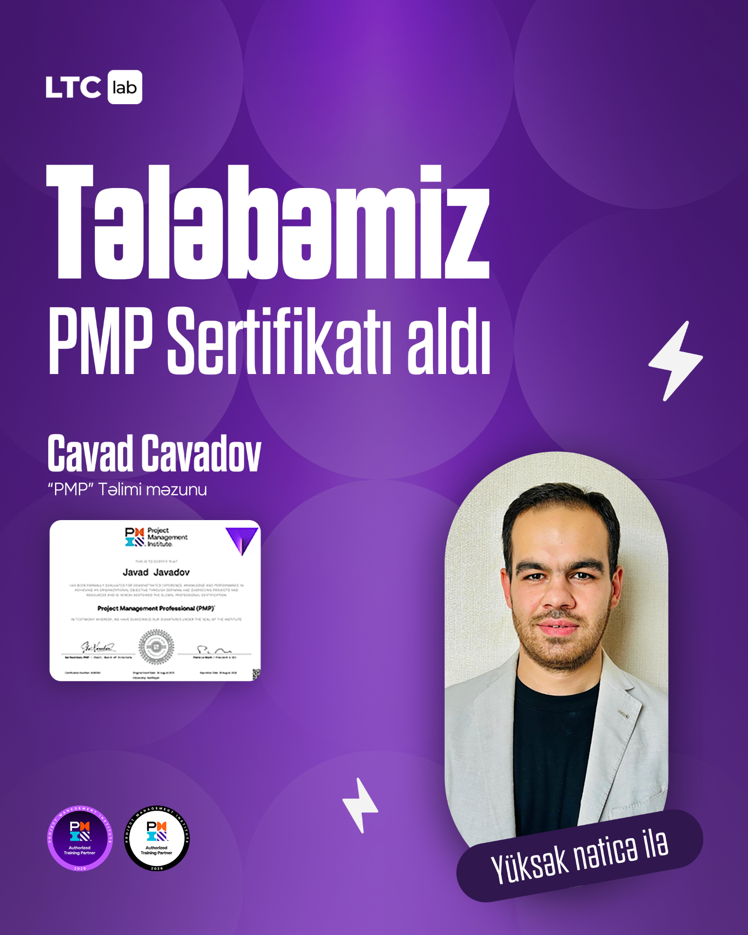 Cavad Cavadov — LTC Lab PMP® sertifikat sahibi məzun