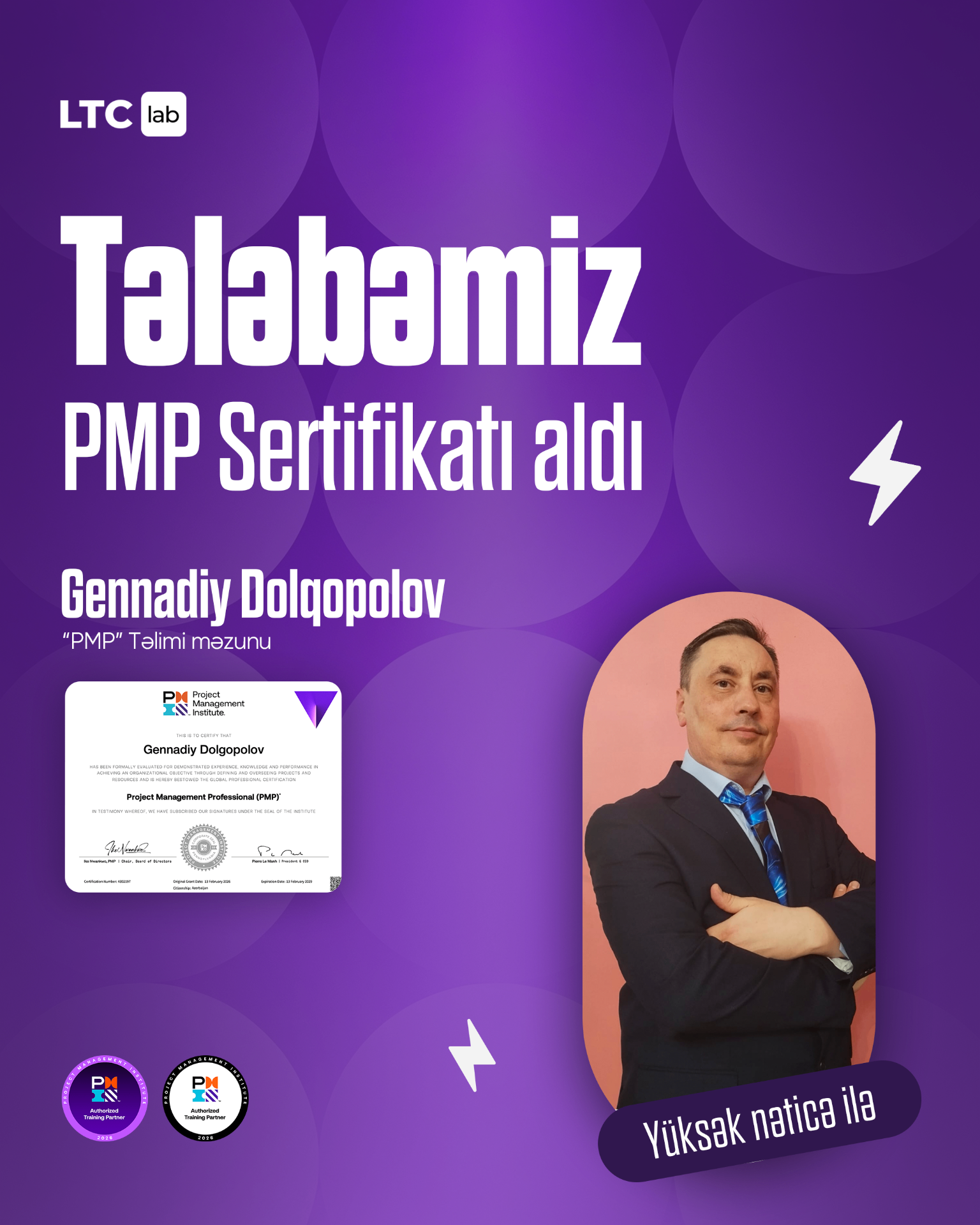 Gennadiy Dolqopolov — LTC Lab PMP® sertifikat sahibi məzun